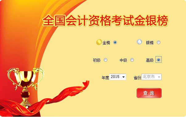 全国2015年高级会计师考试金银榜发布