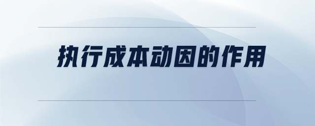 执行成本动因的作用 执行成本动因的作用
