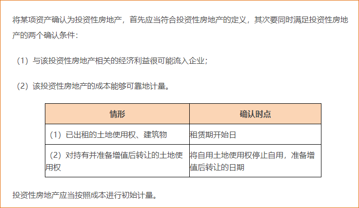投资性房地产的确认和初始计量 投资性房地产的确认和初始计量