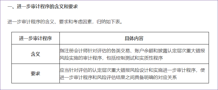进一步审计程序 进一步审计程序