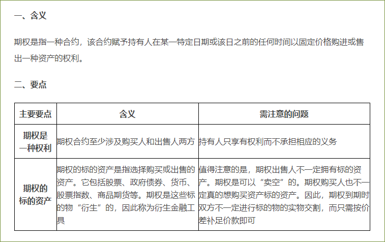 期权的概念 期权的概念