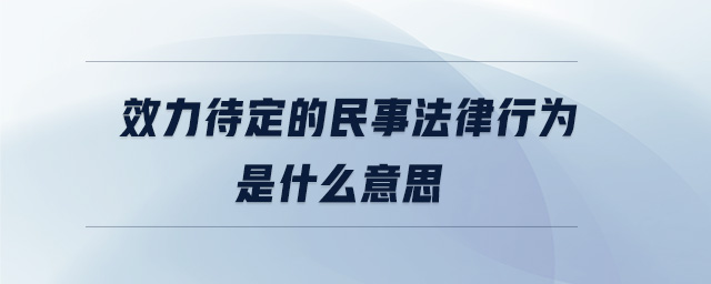 效力待定的民事法律行为是什么意思 效力待定的民事法律行为是什么意思