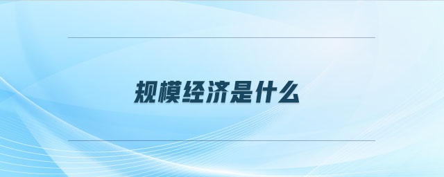 规模经济是什么 规模经济是什么