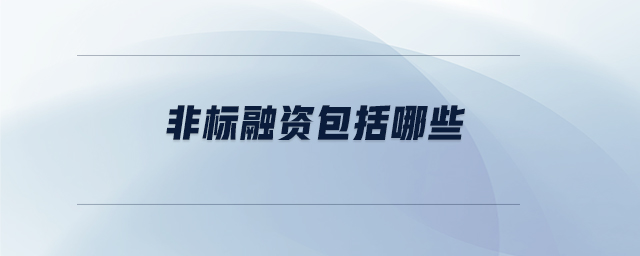 非标融资包括哪些 非标融资包括哪些