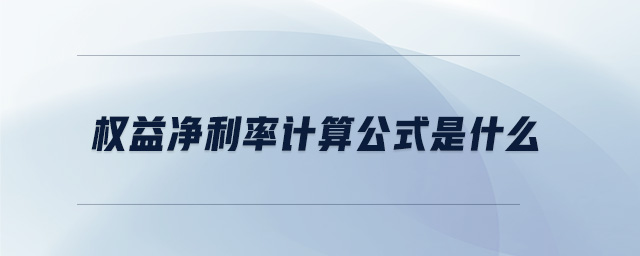 权益净利率计算公式是什么 权益净利率计算公式是什么