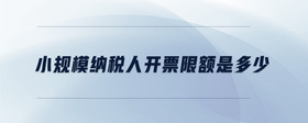 小规模纳税人开票限额是多少
