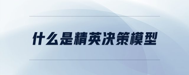什么是精英决策模型 什么是精英决策模型