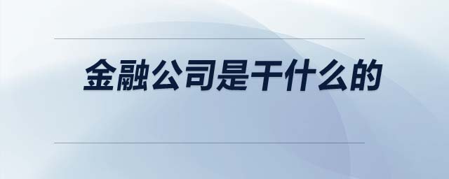 金融公司是干什么的 金融公司是干什么的