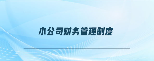 小公司财务管理制度 小公司财务管理制度
