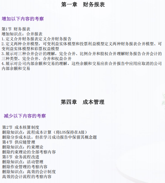 P1科目考纲变化