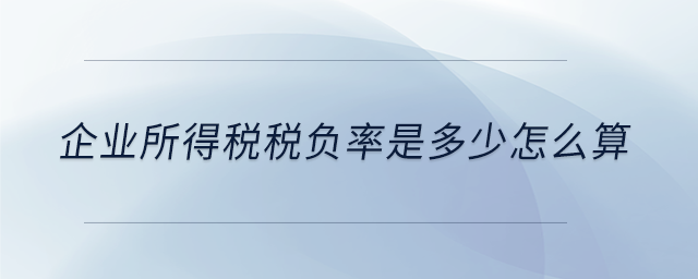 企业所得税税负率是多少怎么算 企业所得税税负率是多少怎么算