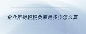 企业所得税税负率是多少怎么算