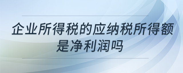 企业所得税的应纳税所得额是净利润吗