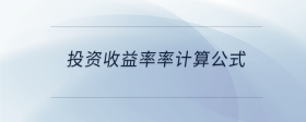 投资收益率率计算公式