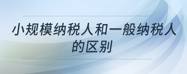 小规模纳税人和一般纳税人的区别