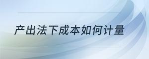产出法下成本如何计量