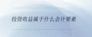 投资收益属于什么会计要素