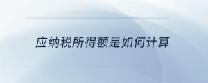 应纳税所得额是如何计算