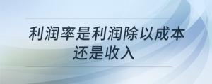 利润率是利润除以成本还是收入