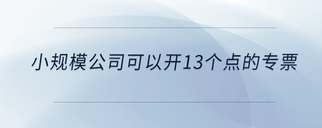 小规模公司可以开13个点的专票