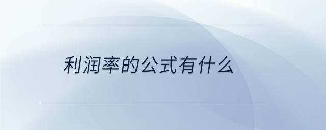 利润率的公式有什么