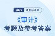 2025年注册会计师审计考题及参考答案（考生回忆版）