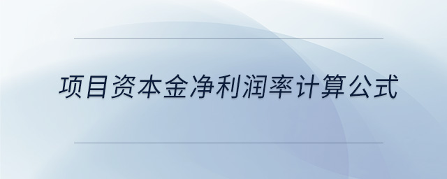 项目资本金净利润率计算公式