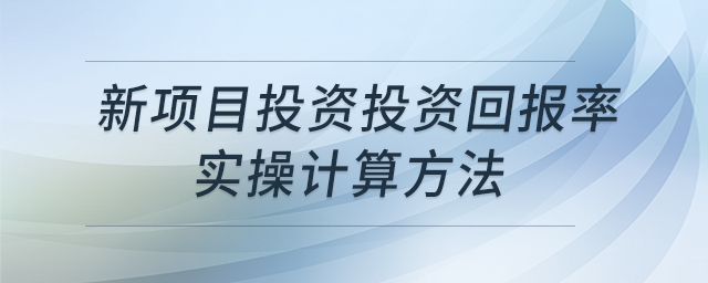 新项目投资投资回报率实操计算方法 新项目投资投资回报率实操计算方法