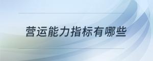 营运能力指标有哪些