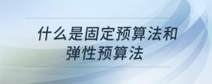 什么是固定预算法和弹性预算法